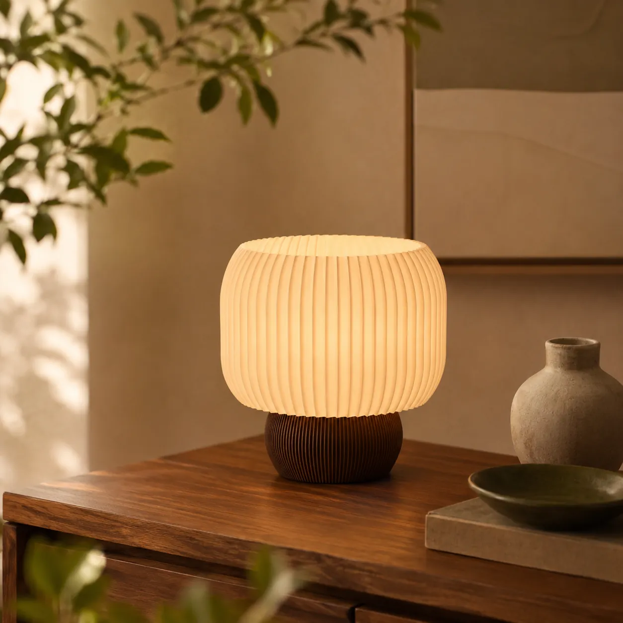 Lámpara Alba sobre una cómoda de madera